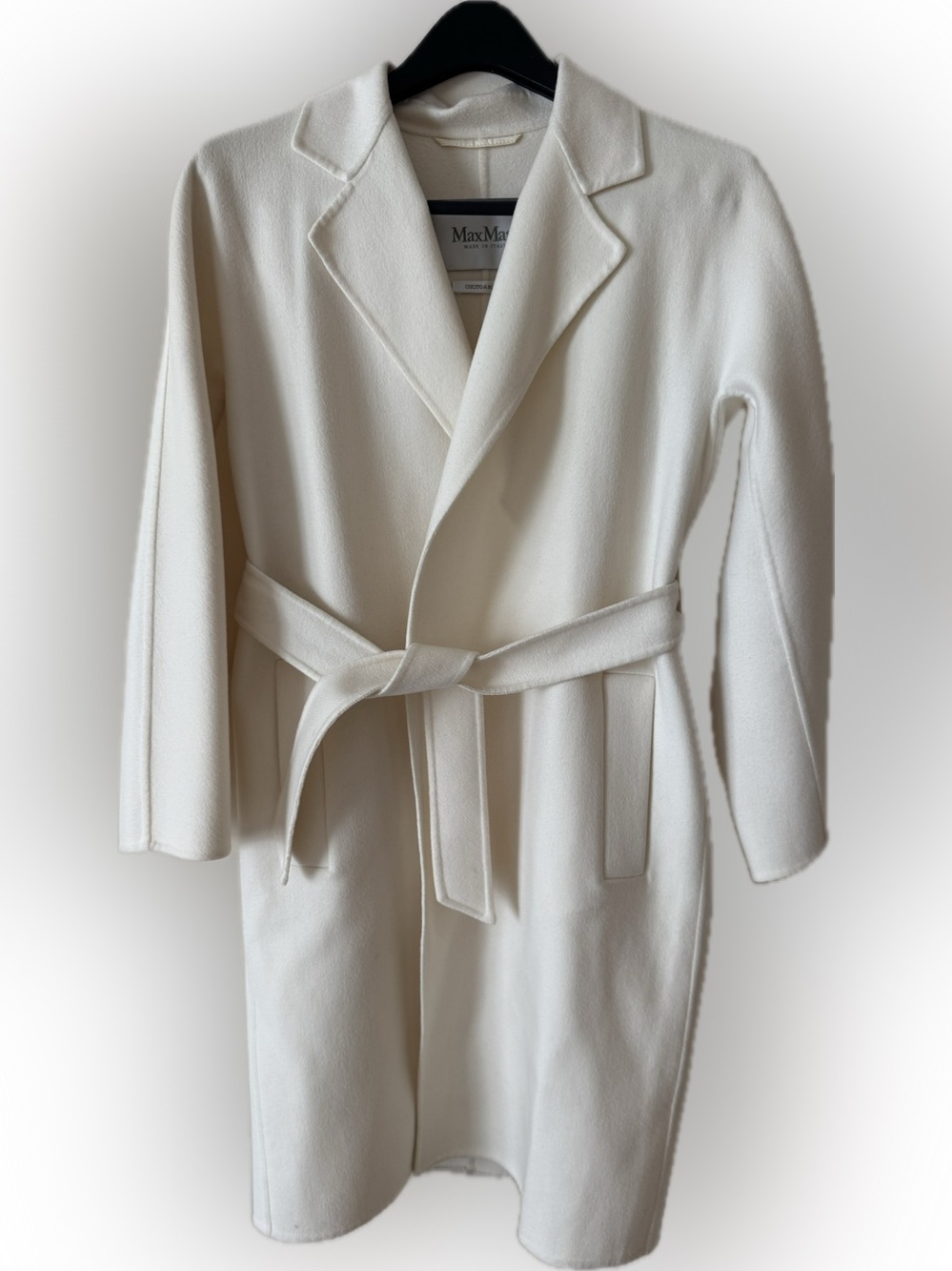 ‘S MaxMara Cream Belted Wool Trench Coat